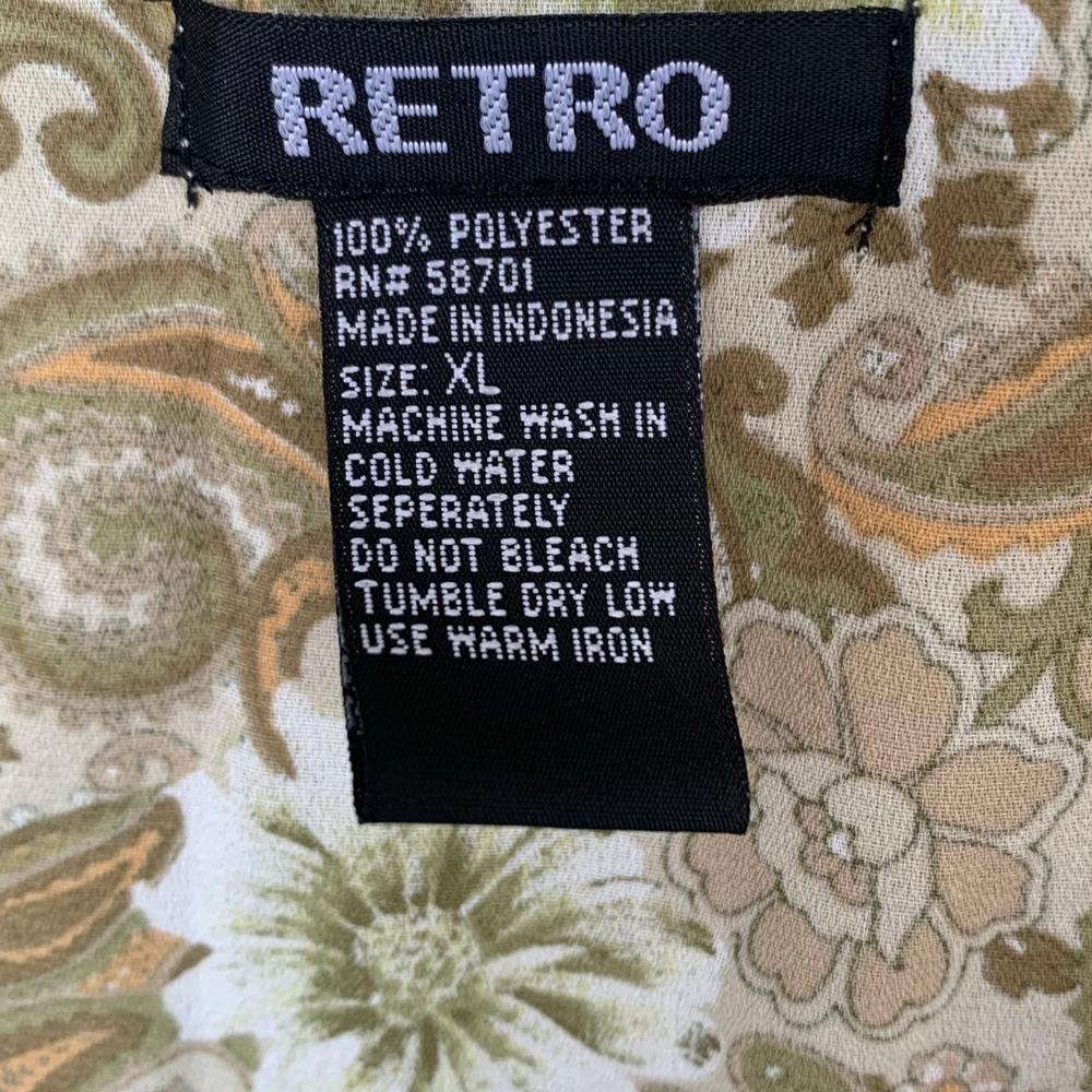 Retro Top Women's Size XL Peplum Sheer Fairy Tie Back Bell Sleeves Paisley - Picture 3 of 5